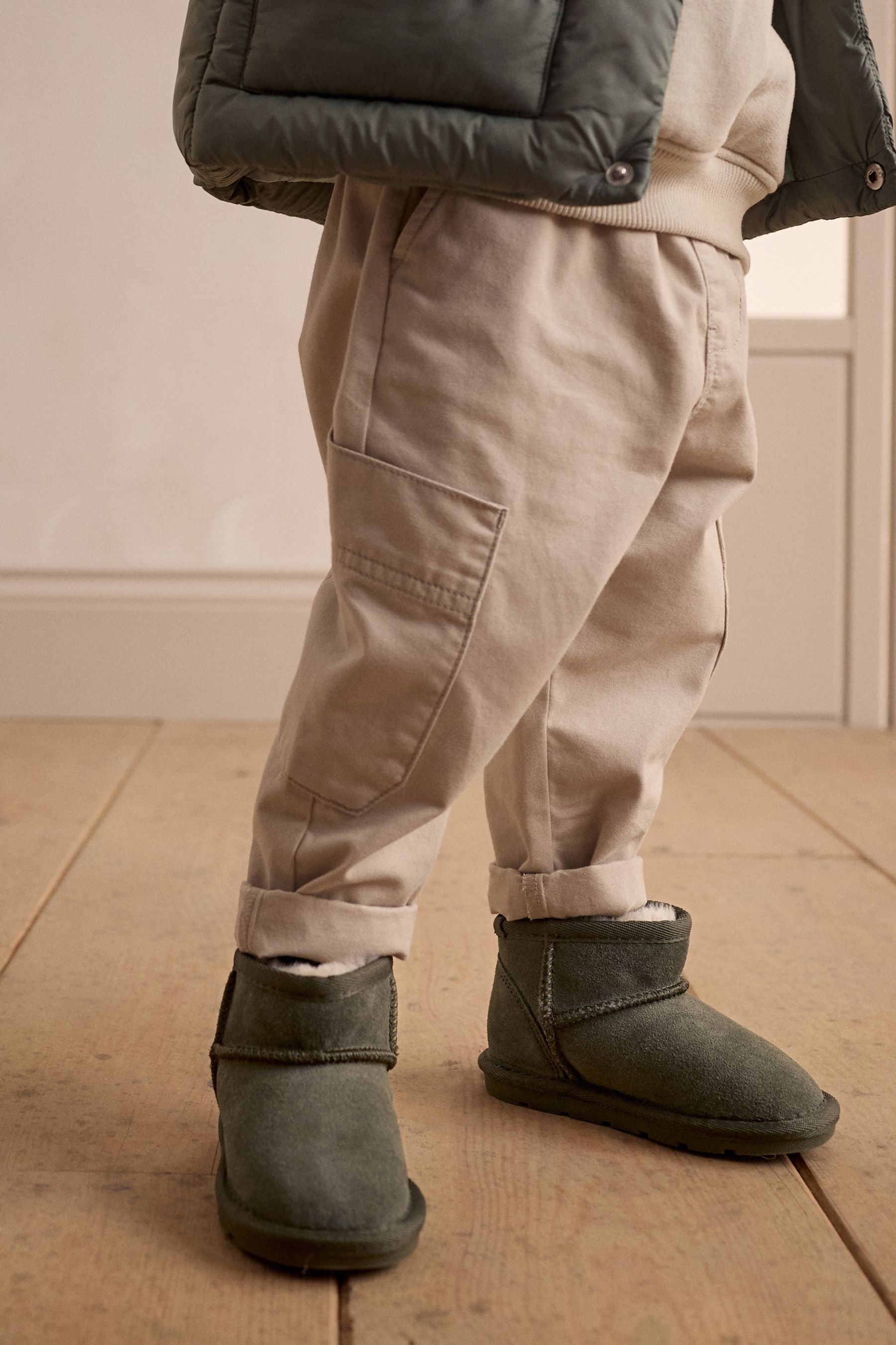 Green Warm Lined Suede Boots