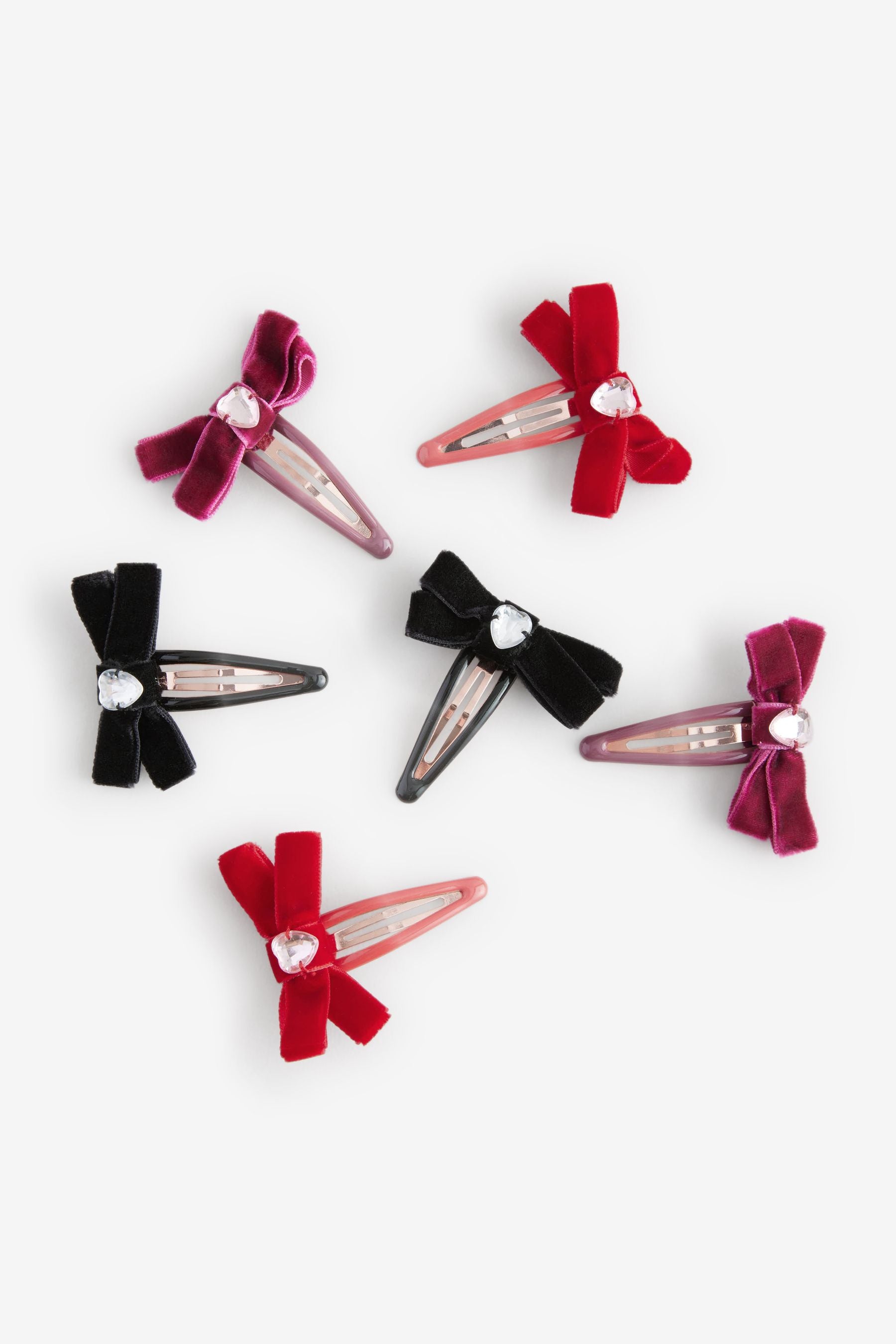 Bright Pink Velvet Bow Clips 6 Pack