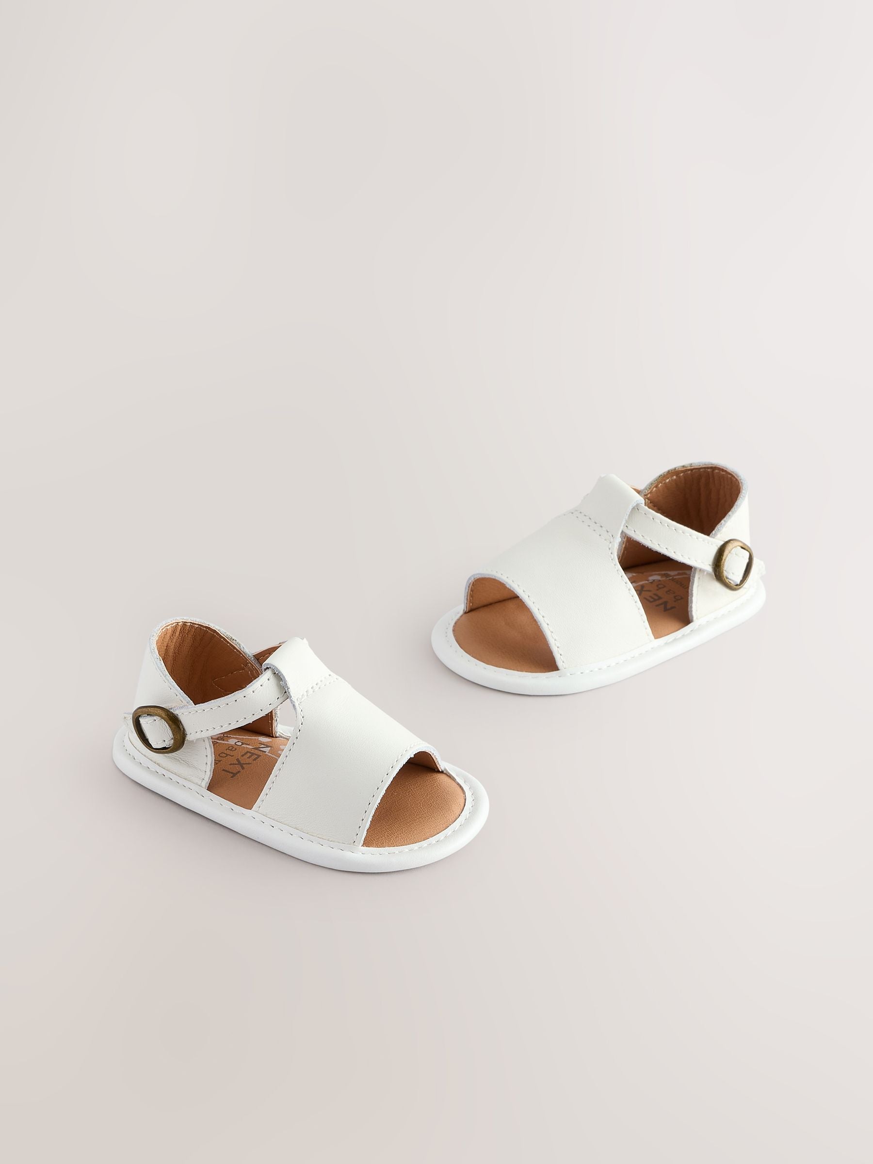 White Leather Touch Fastening Baby Sandals (0-24mths)