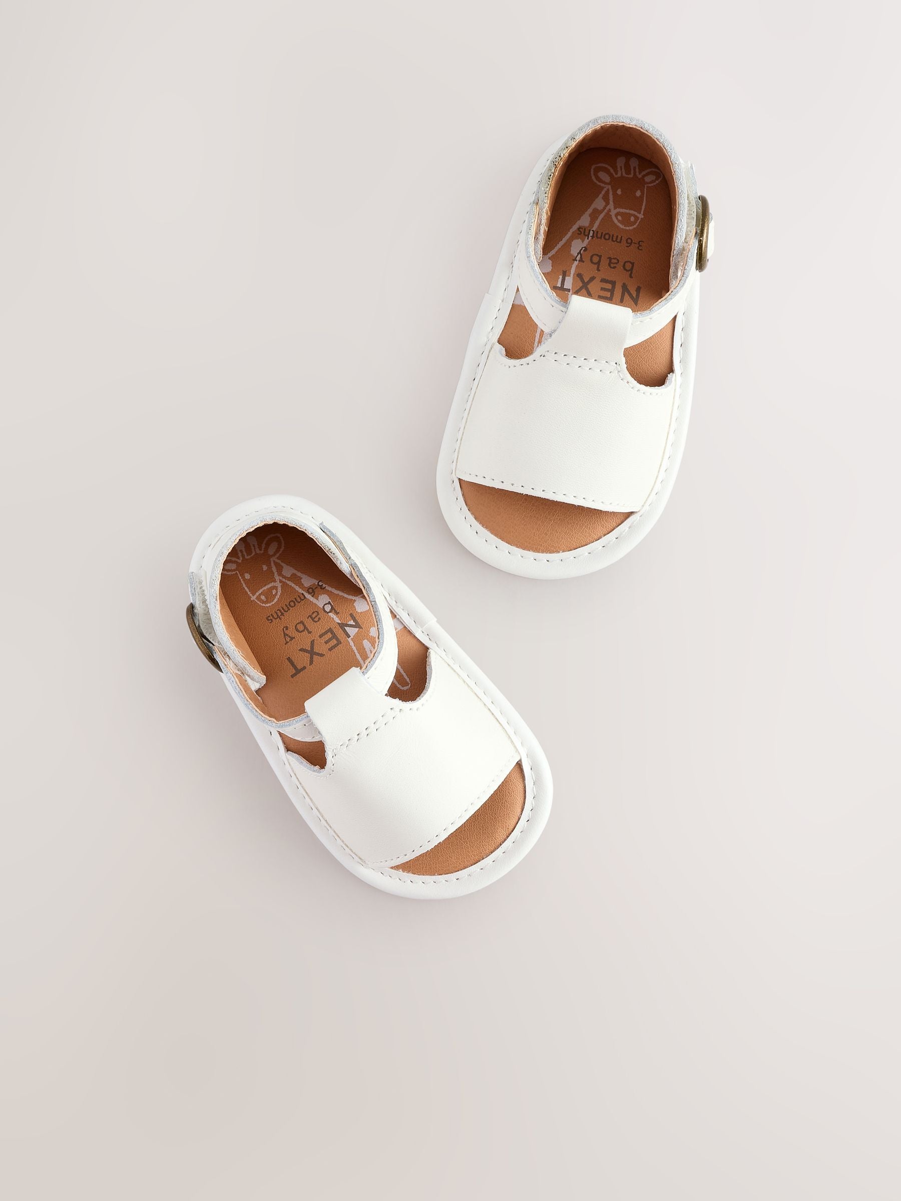 White Leather Touch Fastening Baby Sandals (0-24mths)