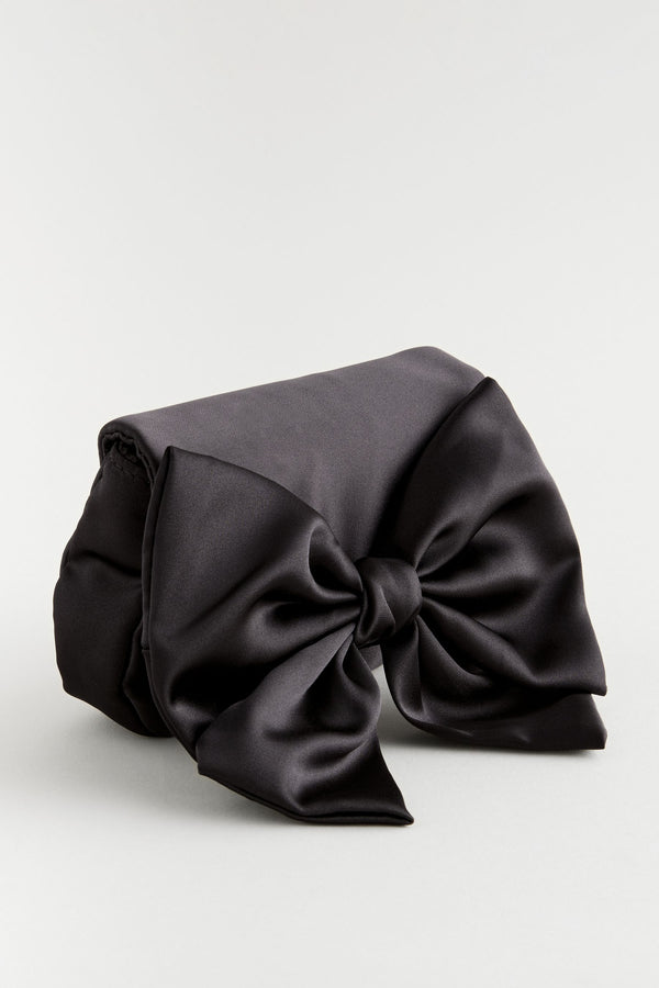 Black Statement Satin Bow Bag