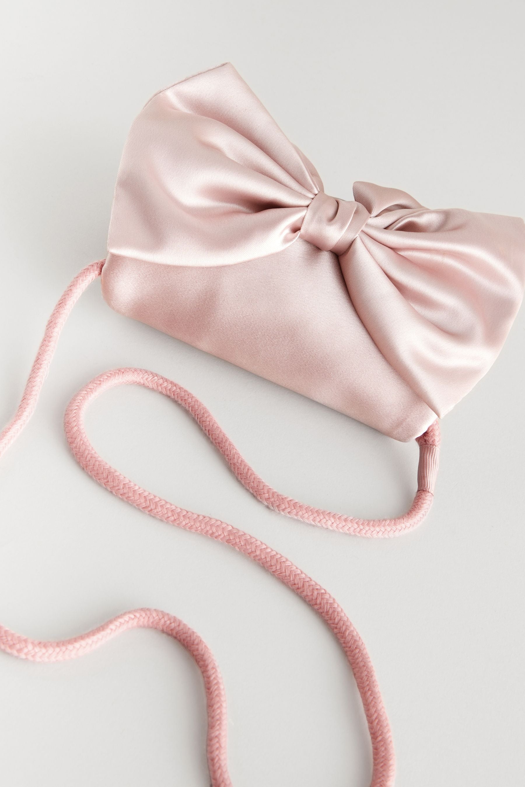 Light Pink Statement Satin Bow Bag