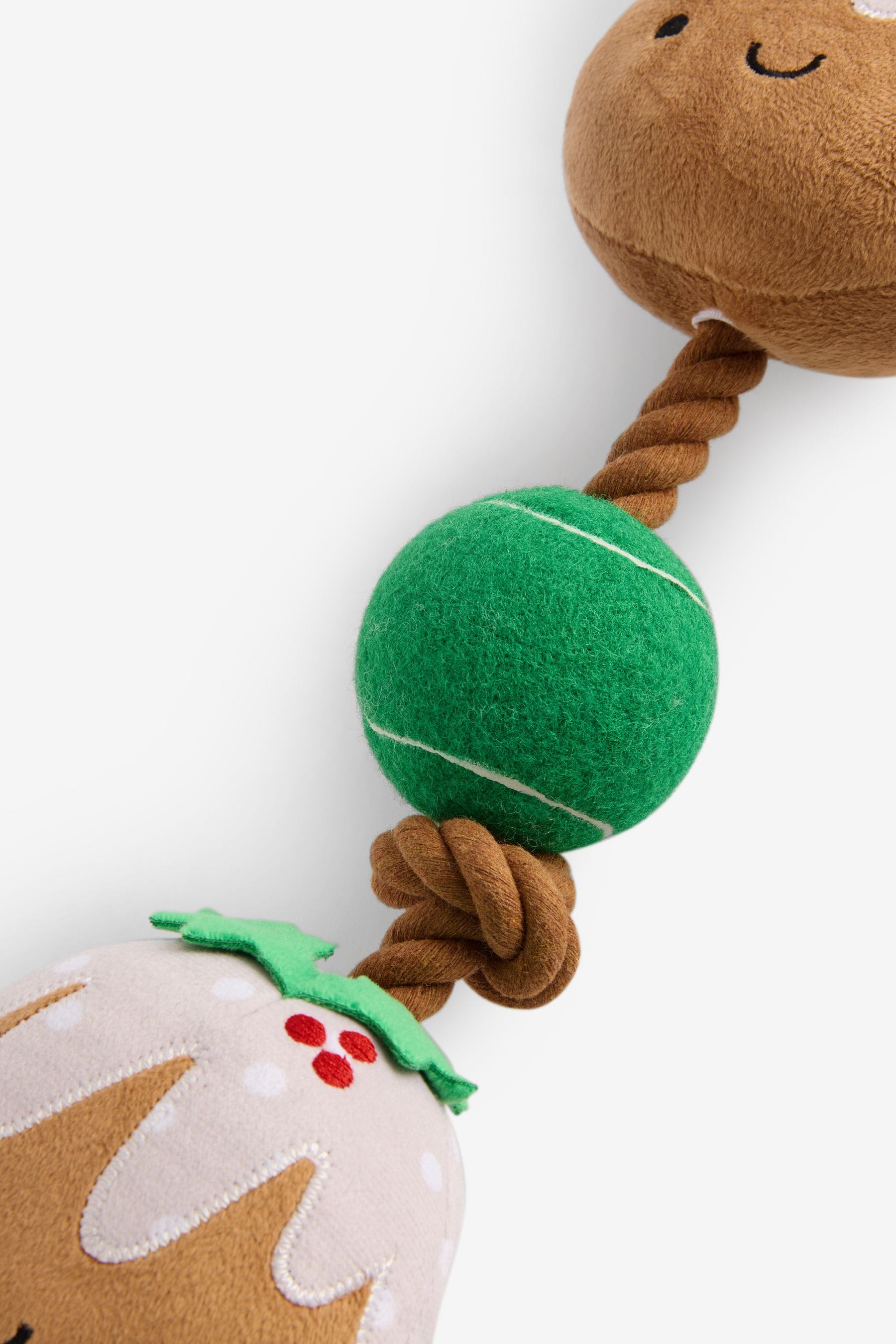 Christmas Pudding Rope and Ball Pet Toy