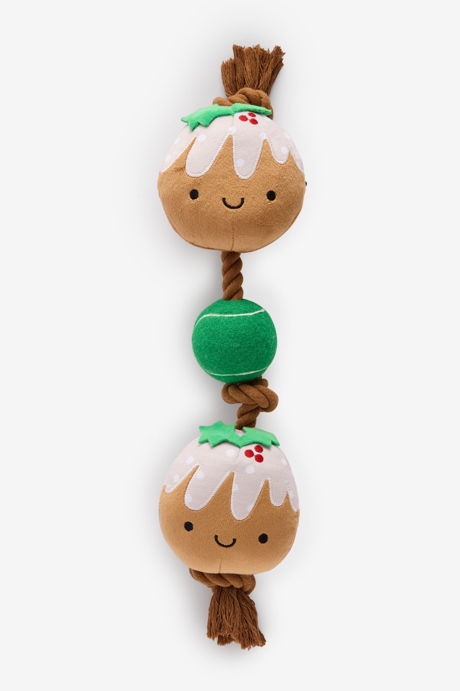 Christmas Pudding Rope and Ball Pet Toy