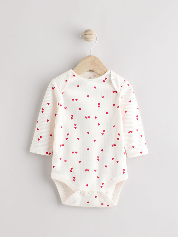 Red Heart Valentines Long Sleeve Baby 100% Cotton Bodysuit