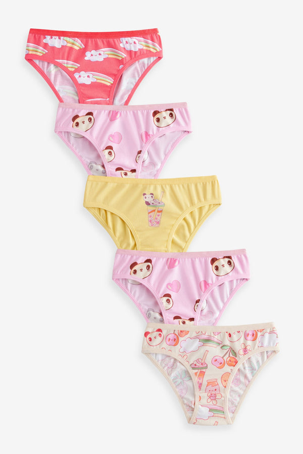 Pink/Yellow Character Briefs 5 Pack (5-16yrs)