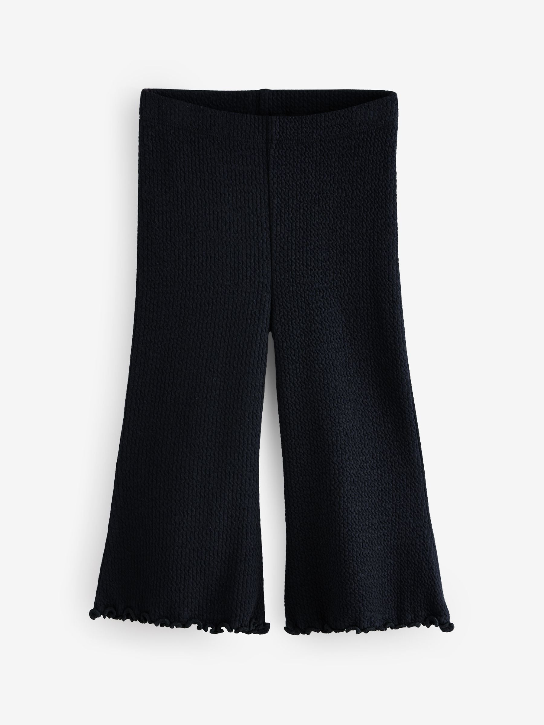 Black Ribbed Textured Flare Leggings (3mths-7yrs)