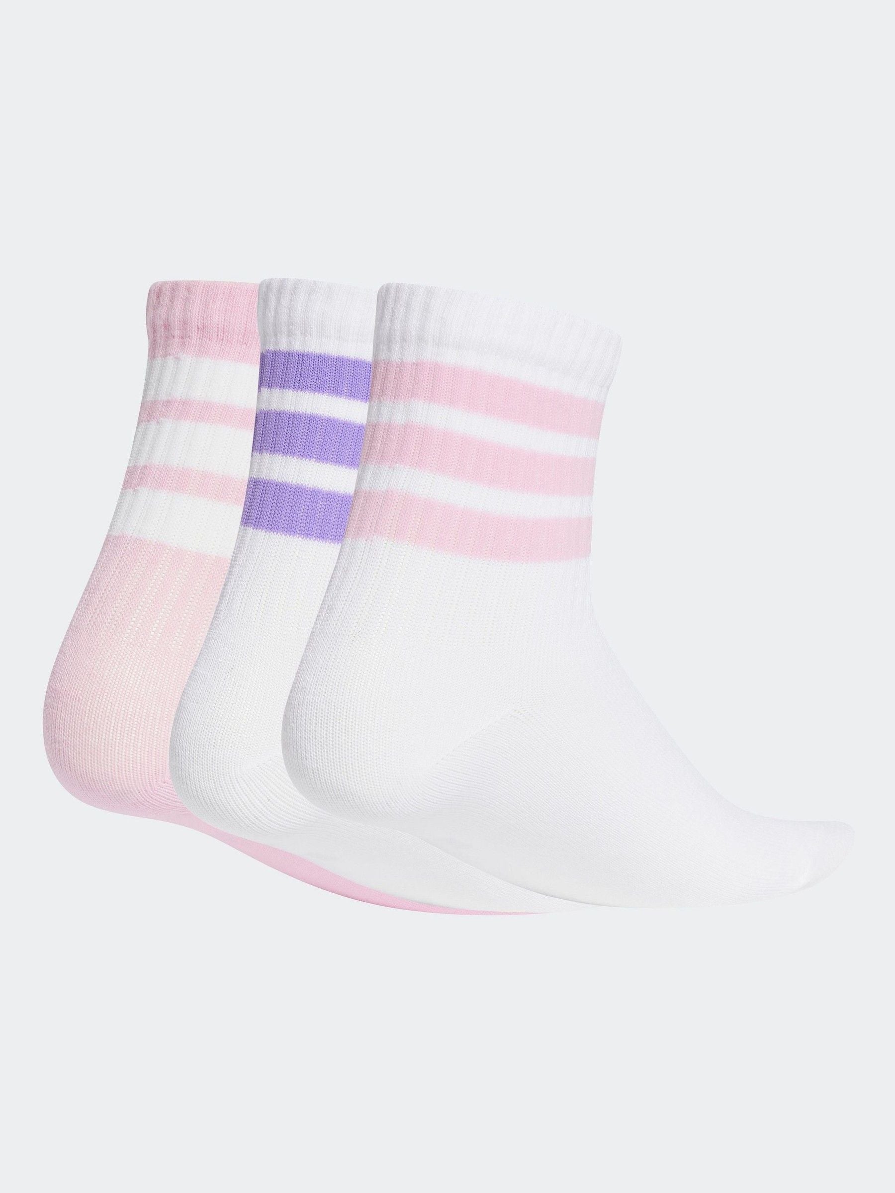 adidas White Ribbed 3 Pack Socks