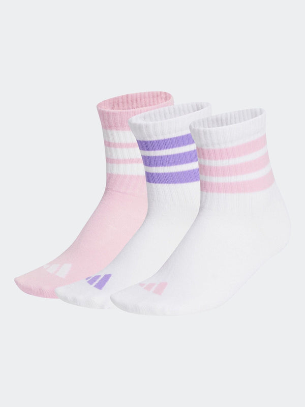 adidas White Ribbed 3 Pack Socks