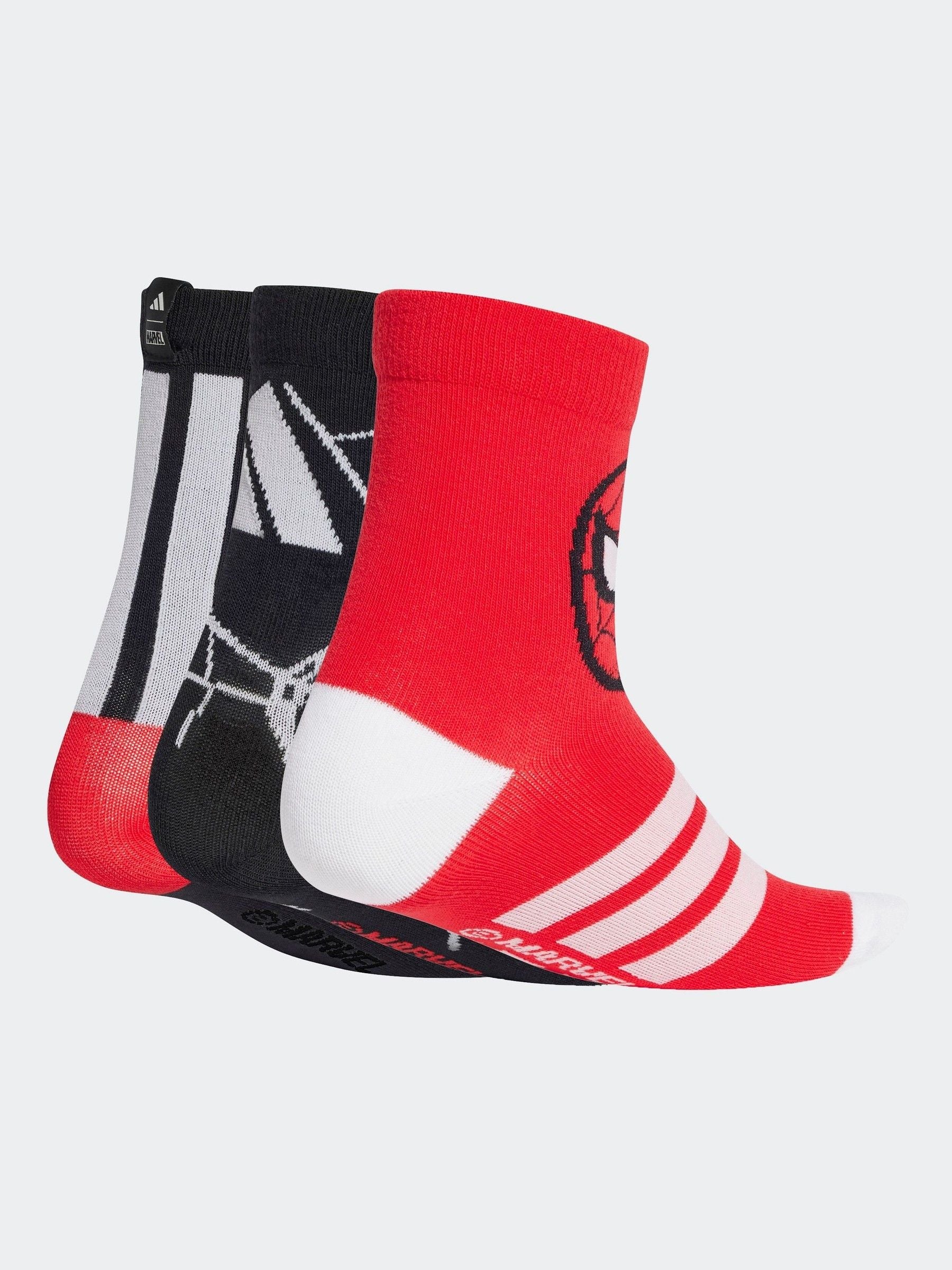 adidas Red/Black Marvel Spider Man Socks 3 Pack