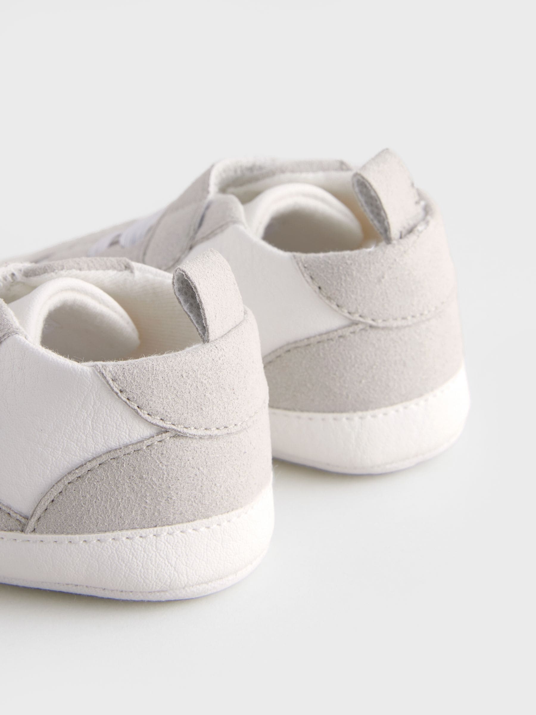 White/Grey Baby Touch Fastening Elastic Lace Chevron Trainers (0-24mths)