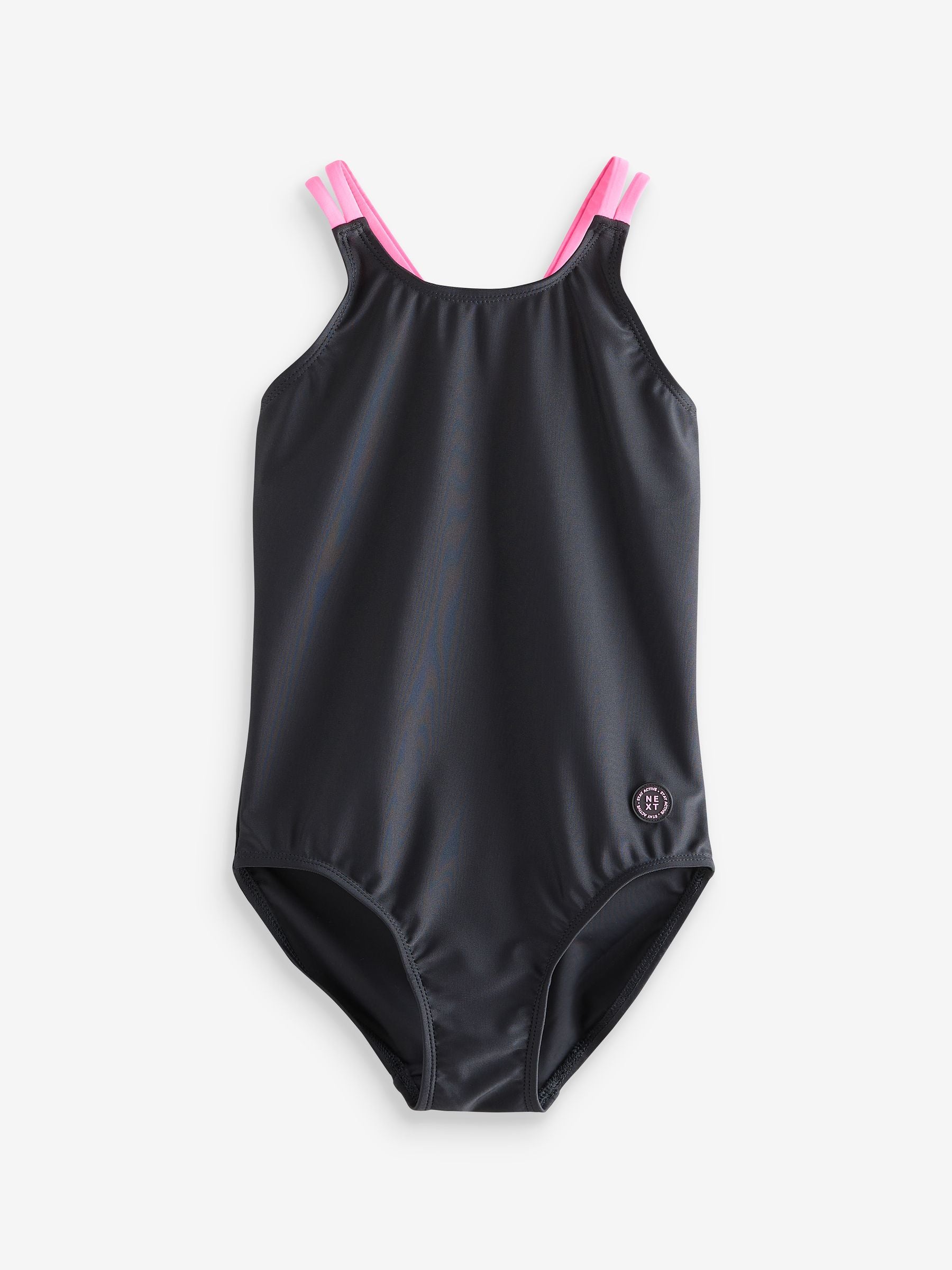 Black Double Strap Swimsuit (3-16yrs)