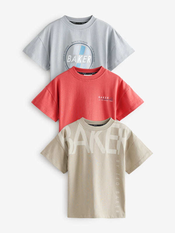 Baker by Ted Baker Graphic 100% Cotton T-Shirts 3 Pack