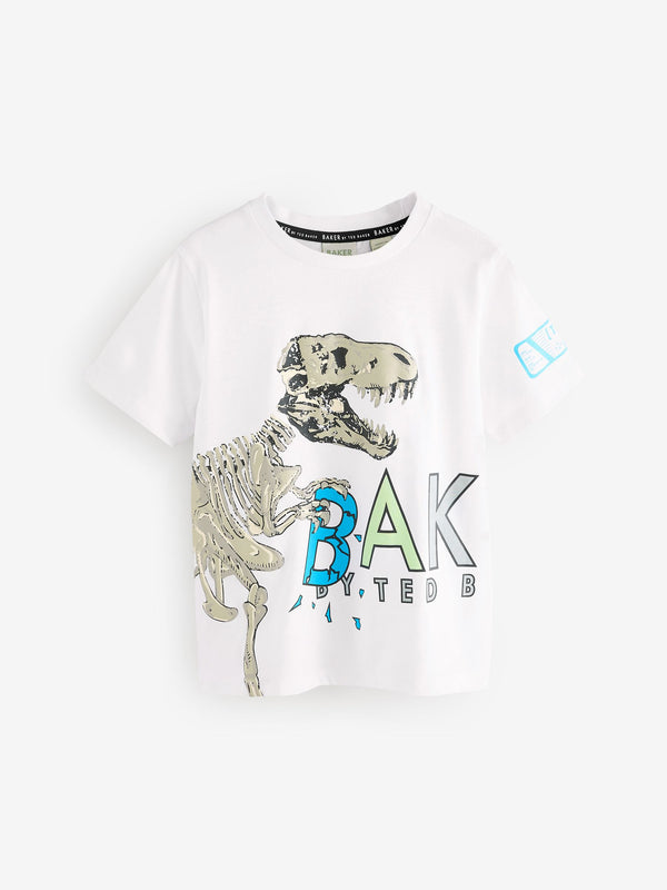 Baker by Ted Baker Dinosaur Graphic White T-Shirt