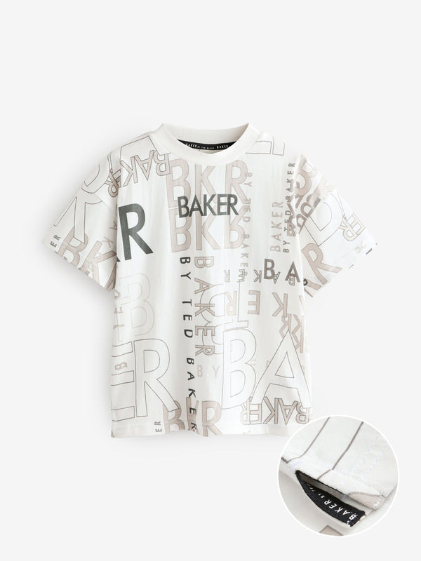 Baker by Ted Baker Grey Graphic 100% Cotton T-Shirt