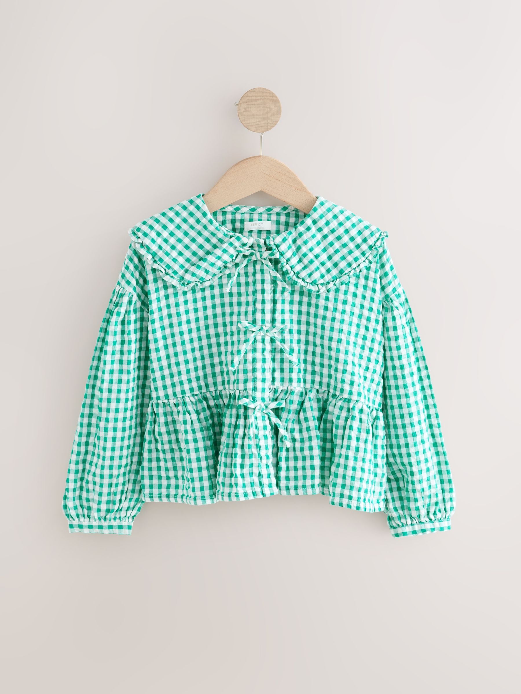 Green Gingham Check 100% Cotton Blouse (3-16yrs)