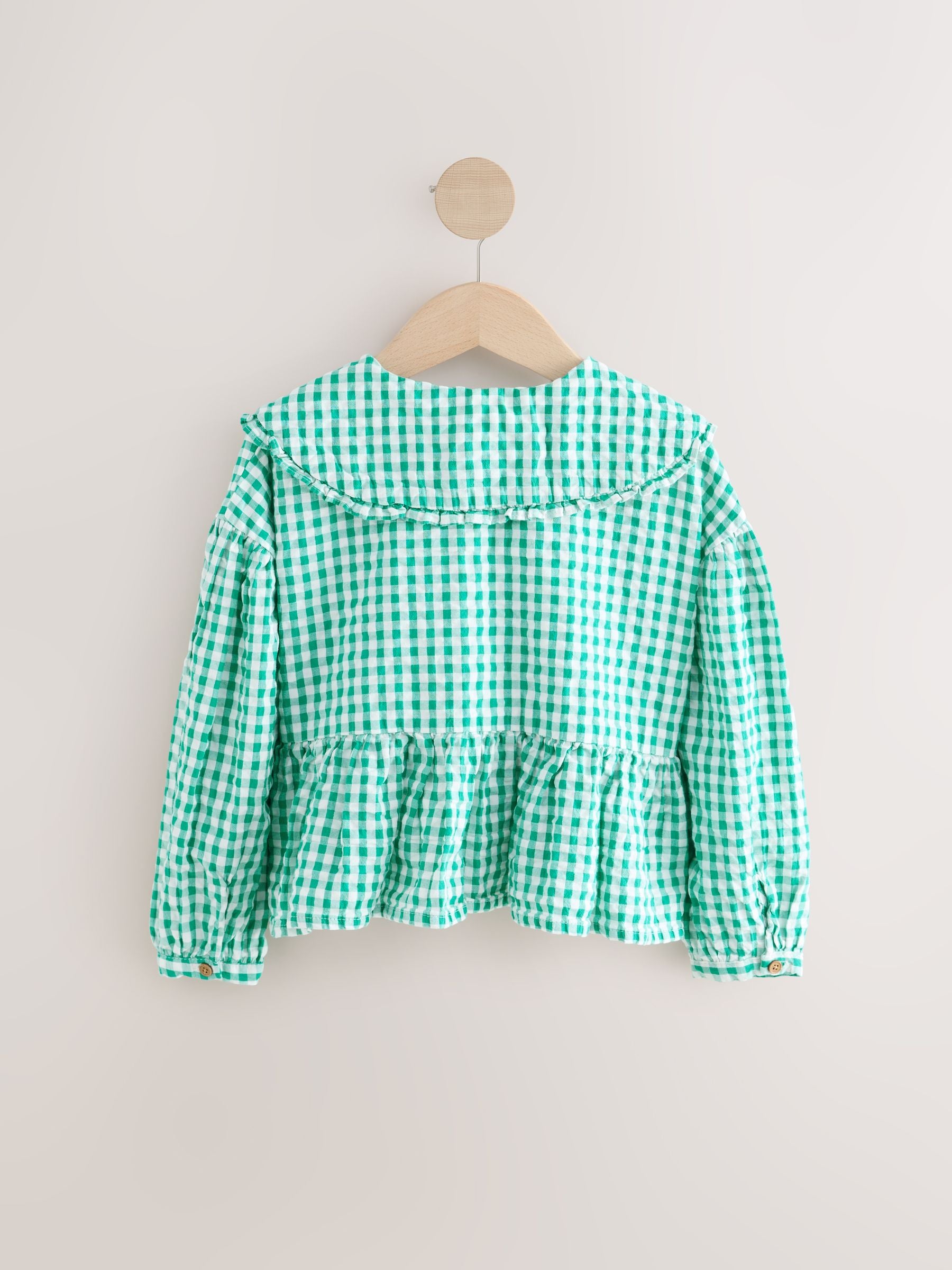 Green Gingham Check 100% Cotton Blouse (3-16yrs)