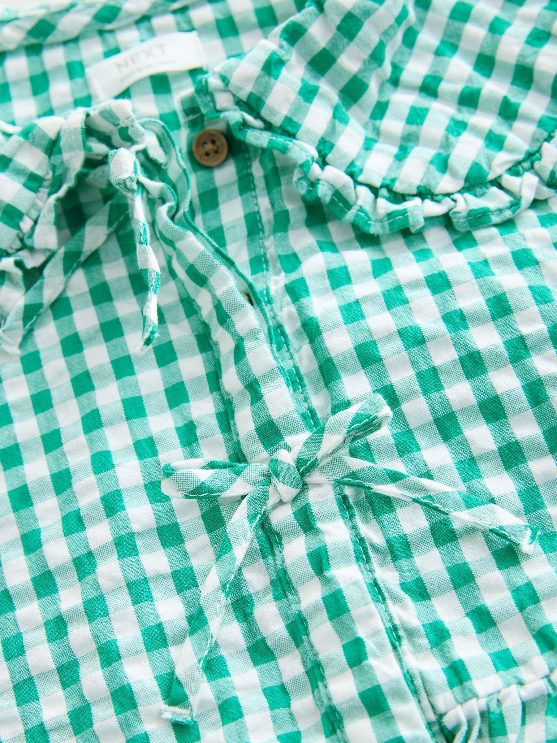 Green Gingham Check 100% Cotton Blouse (3-16yrs)