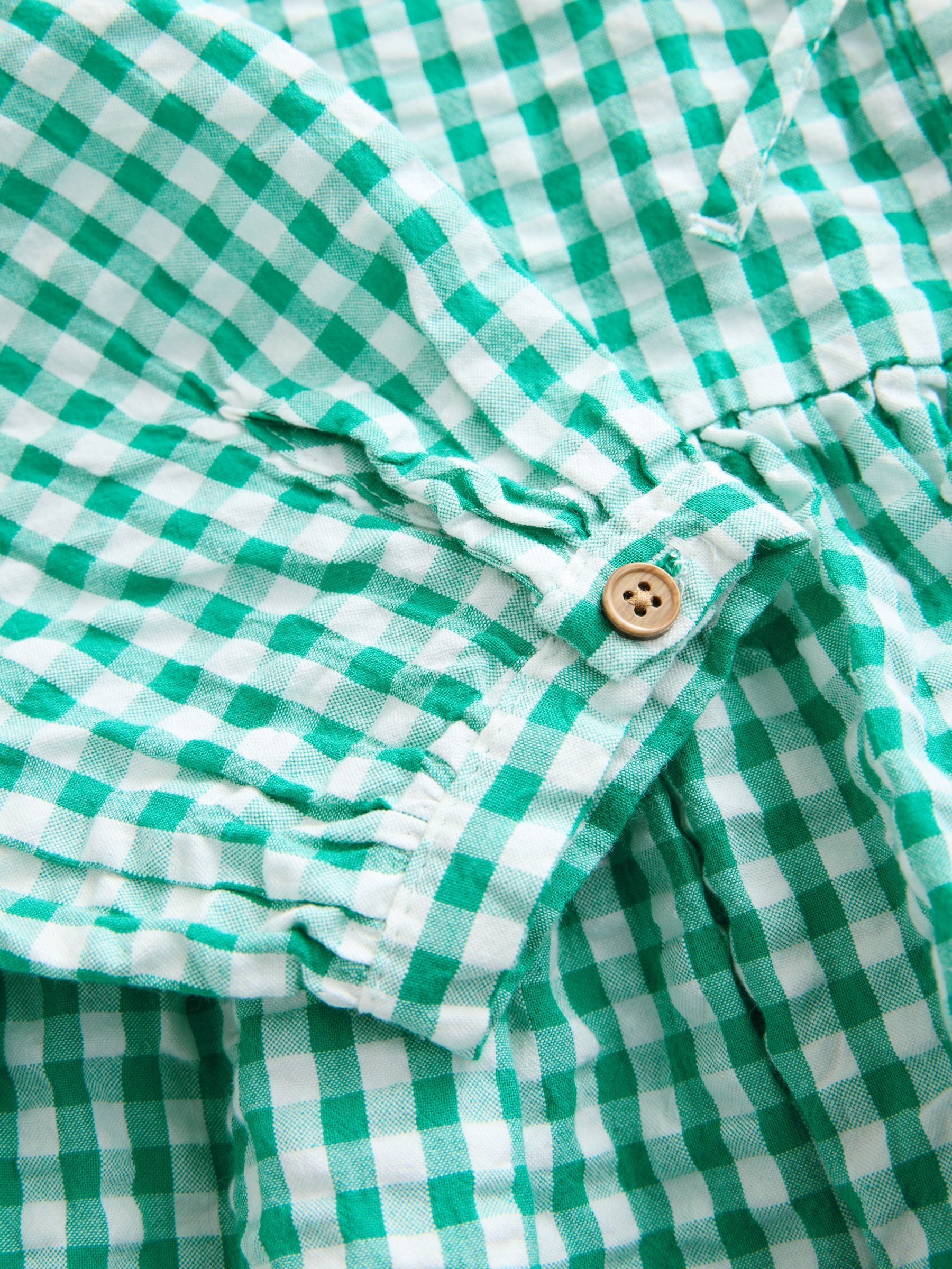 Green Gingham Check 100% Cotton Blouse (3-16yrs)