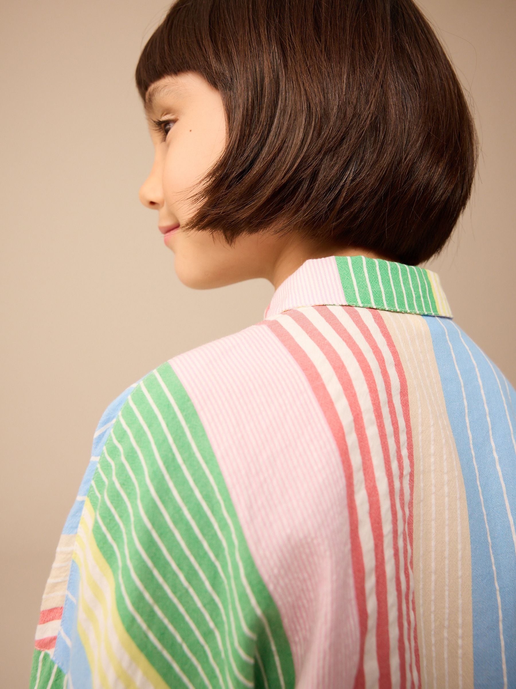 Rainbow Mixed Stripe Oversized 100% Cotton Shirt (3-16yrs)