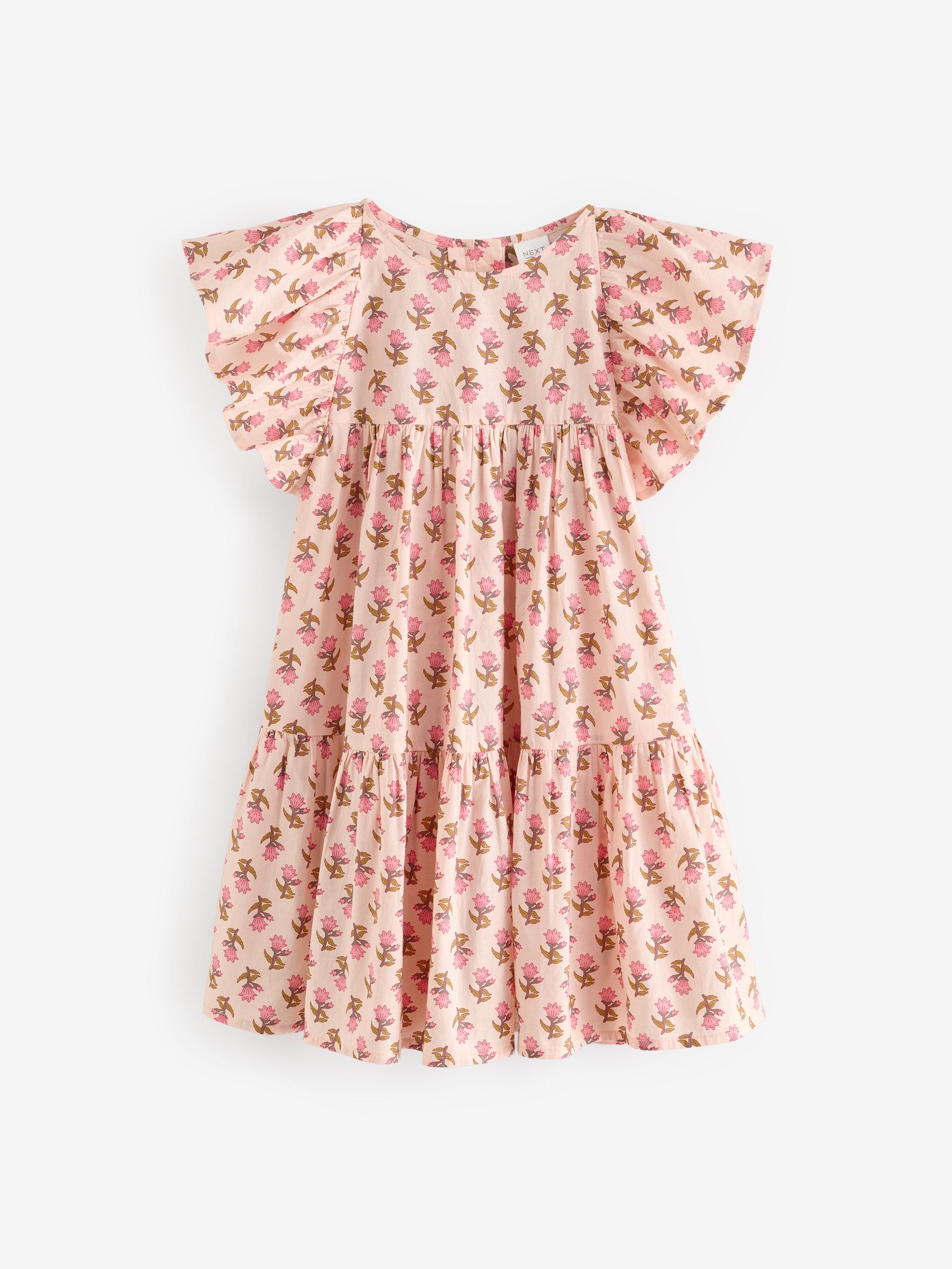 Pink Printed 100% Cotton Ruffle Dress (3-16yrs)