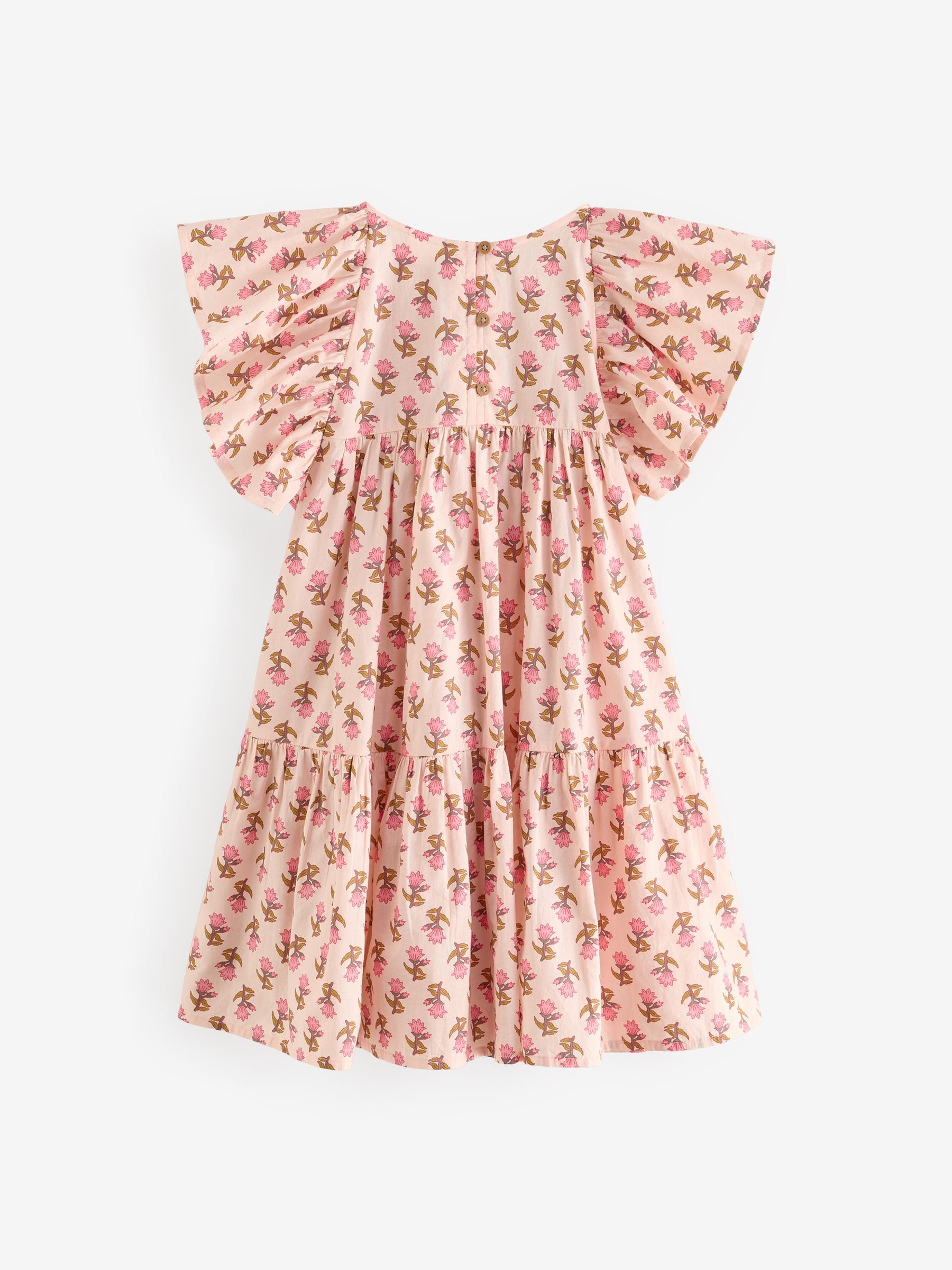 Pink Printed 100% Cotton Ruffle Dress (3-16yrs)