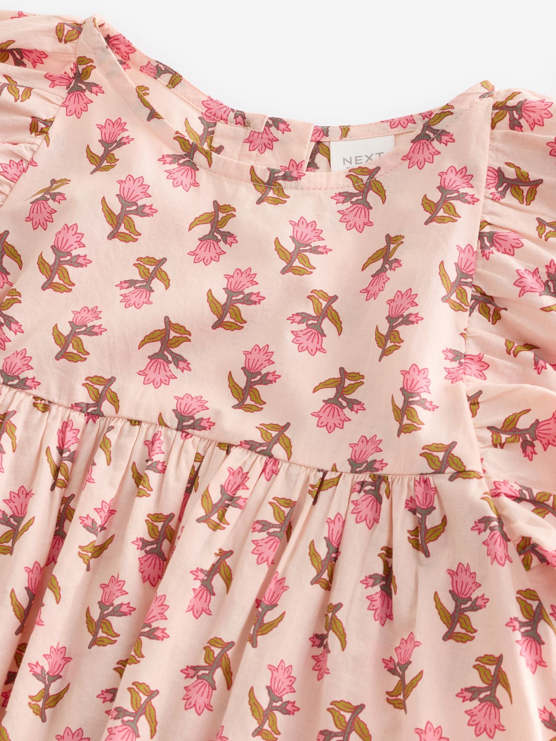 Pink Printed 100% Cotton Ruffle Dress (3-16yrs)