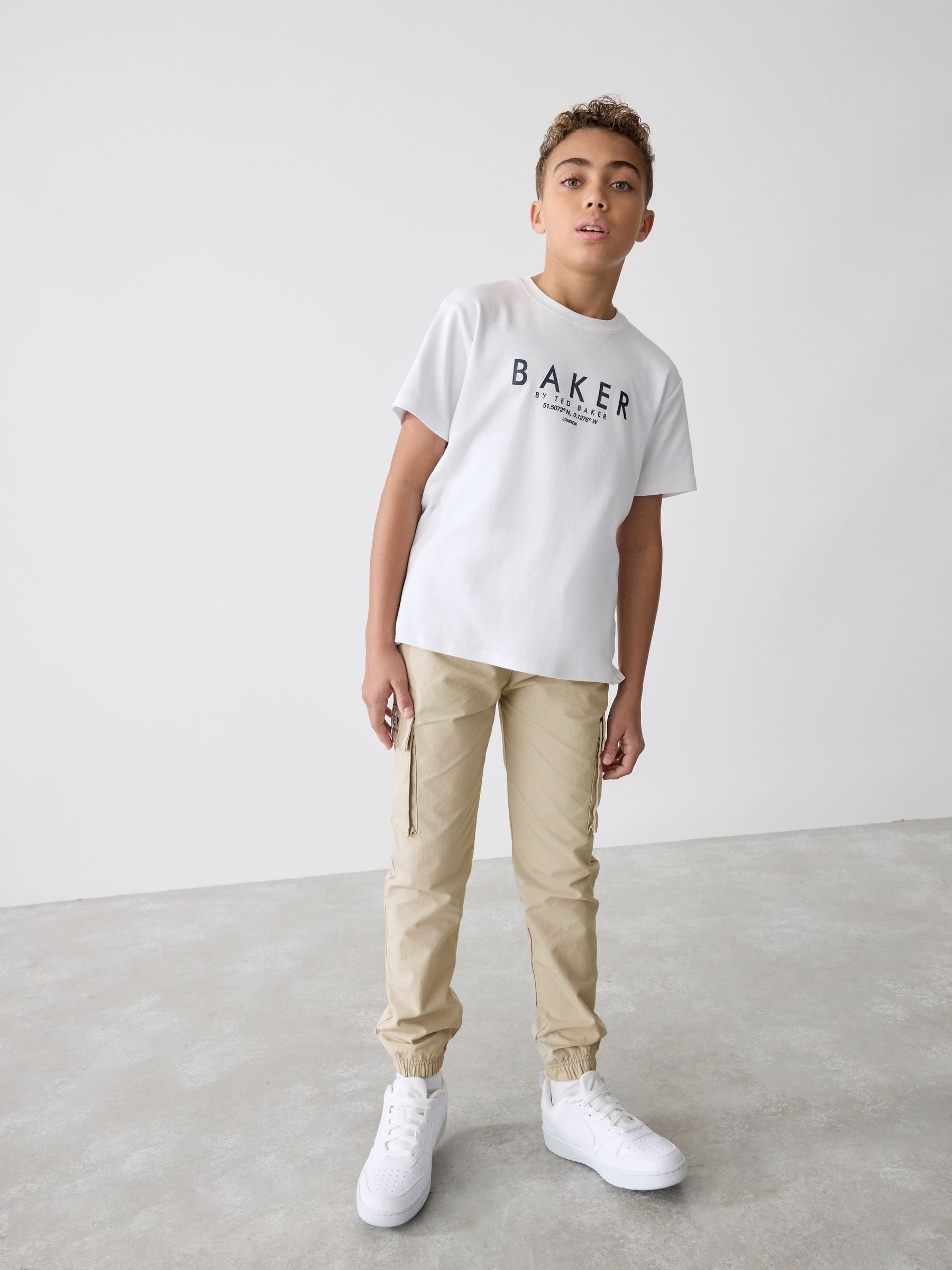 Baker by Ted Baker Stone Cargo Trousers And T-Shirt Set