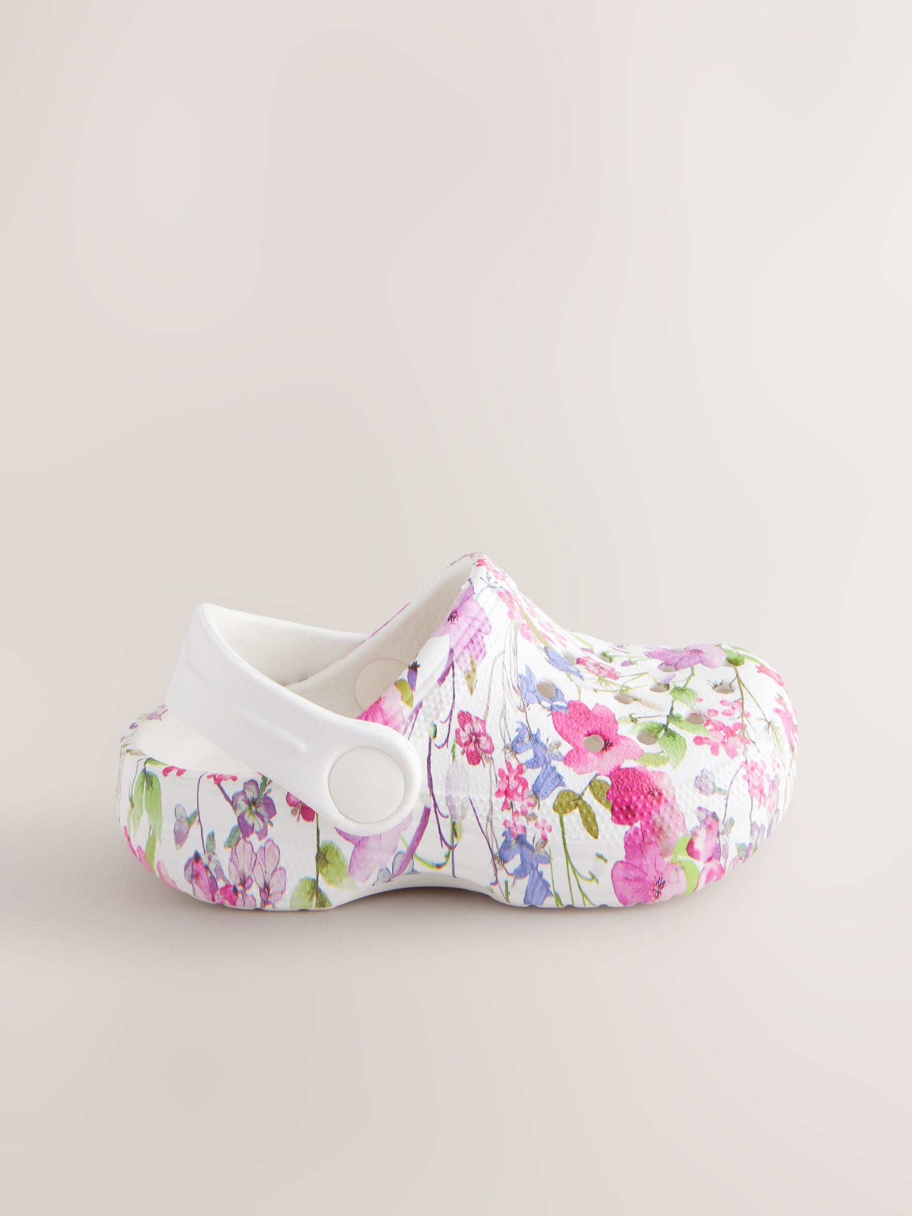 White Floral Clogs