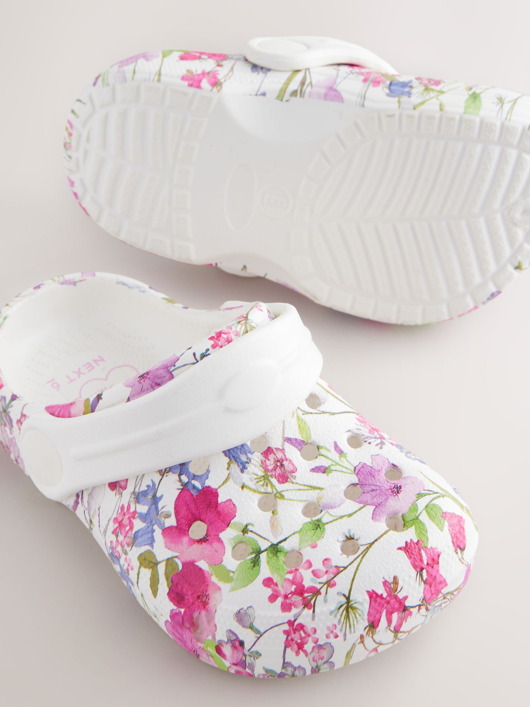 White Floral Clogs