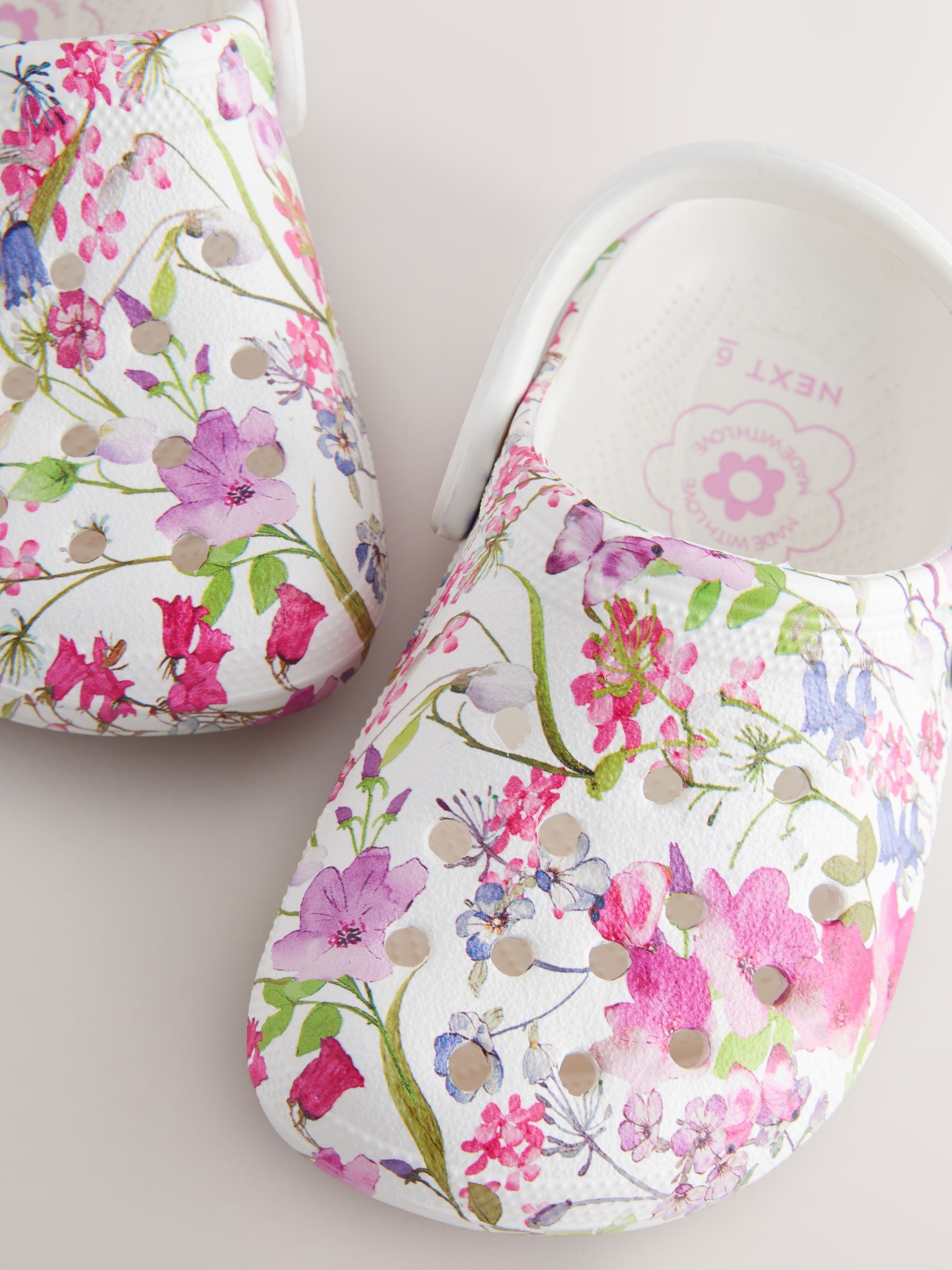 White Floral Clogs