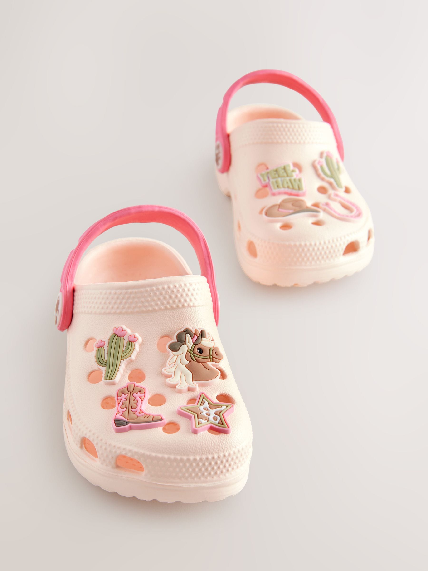 Peach Pink Western Character Clogs