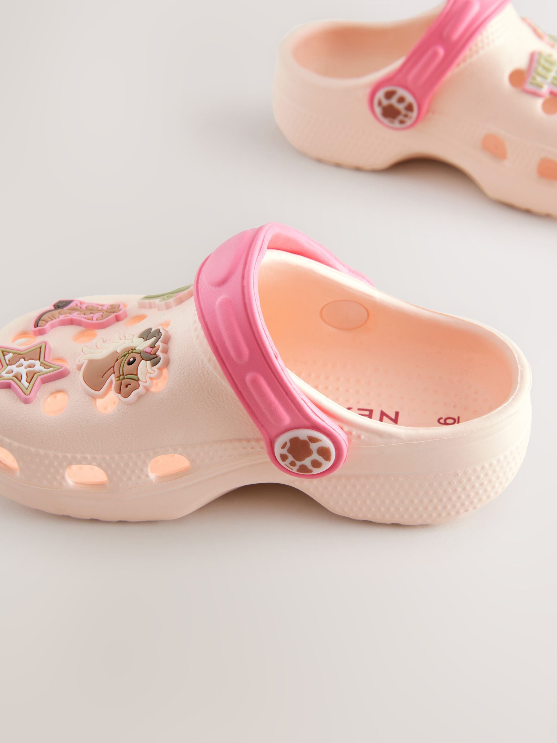 Peach Pink Western Character Clogs