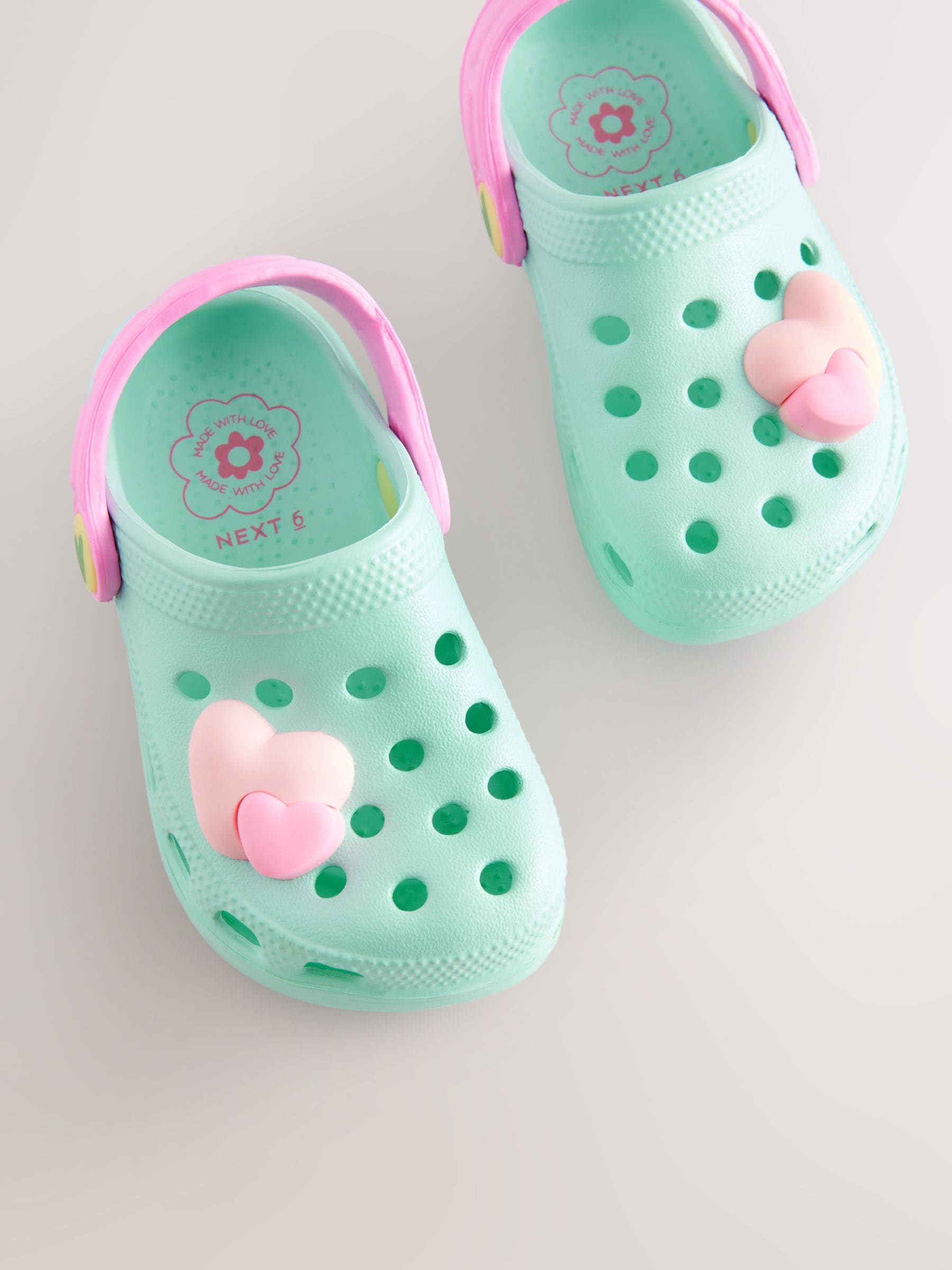 Turquoise Blue Heart Character Clogs