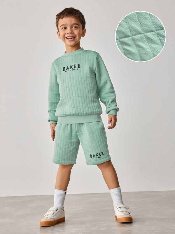 Baker by Ted Baker Green Quilted Sweatshirt And Shorts Set