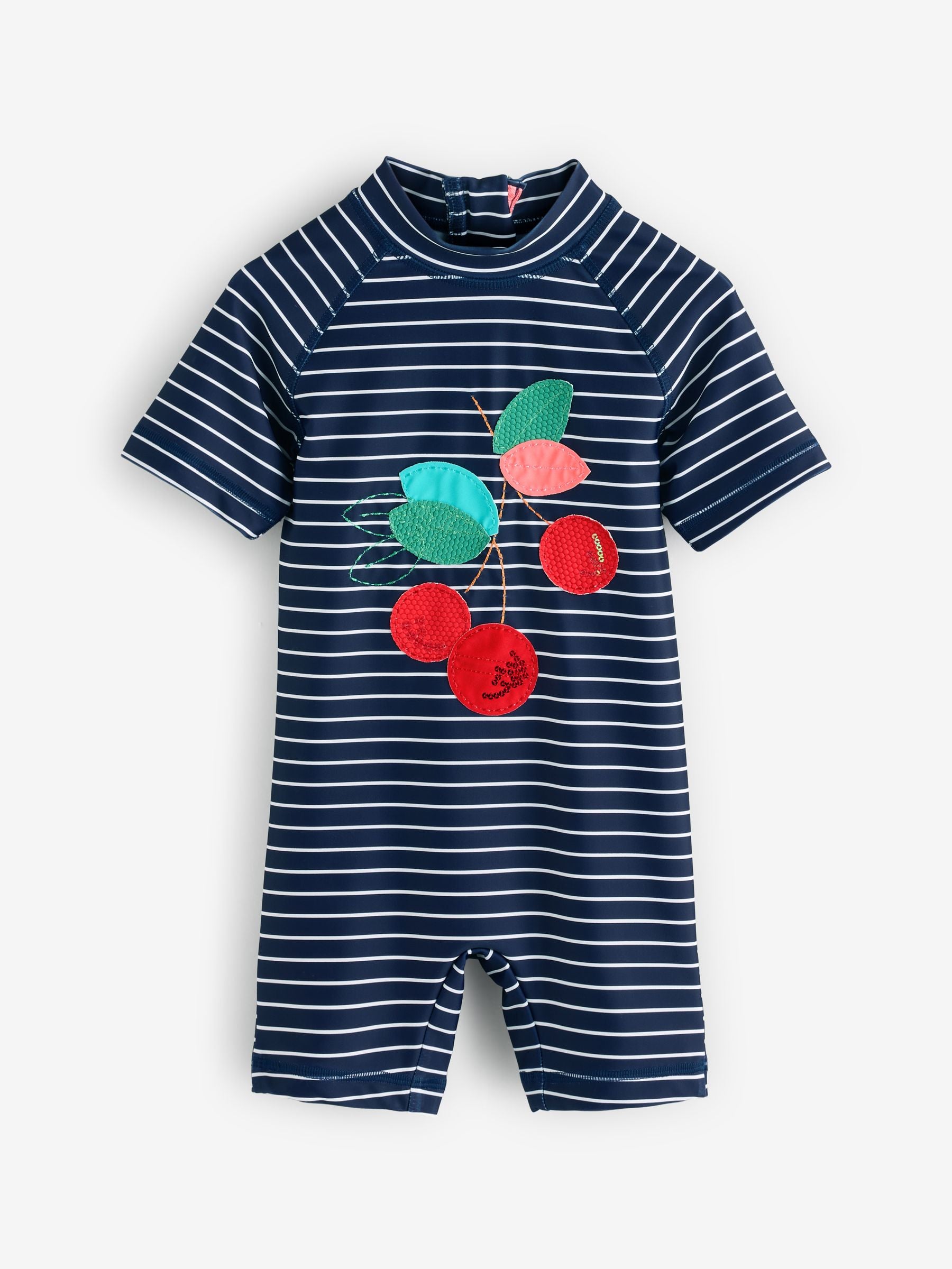 Navy Cherry Zip Back Sunsafe Swimsuit (3mths-7yrs)