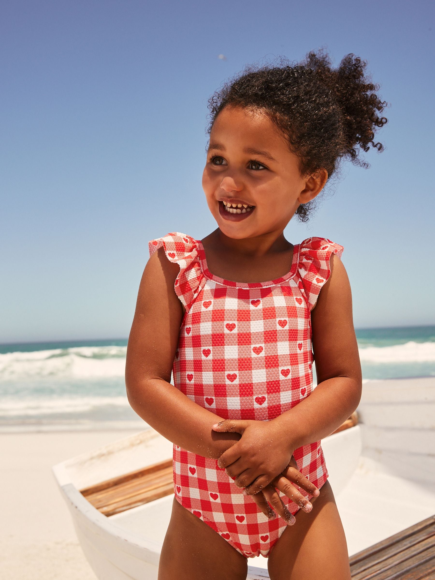 Red Frill Shoulder Swimsuit (3mths-7yrs)