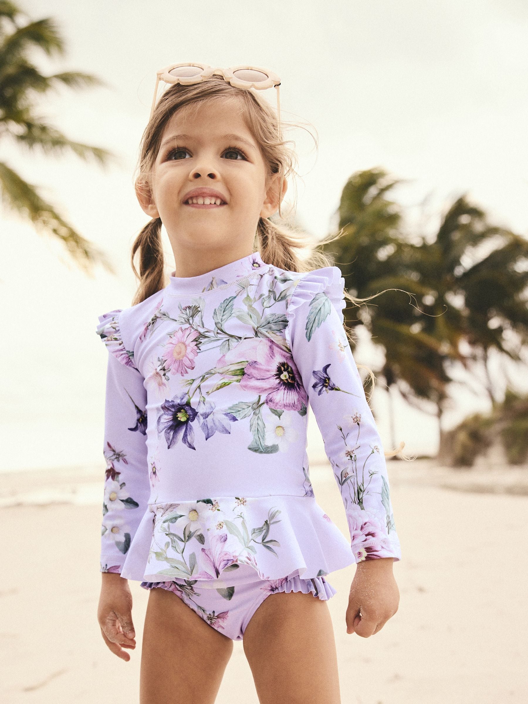 Lilac Purple Floral Sunsafe Swim Set (3mths-7yrs)