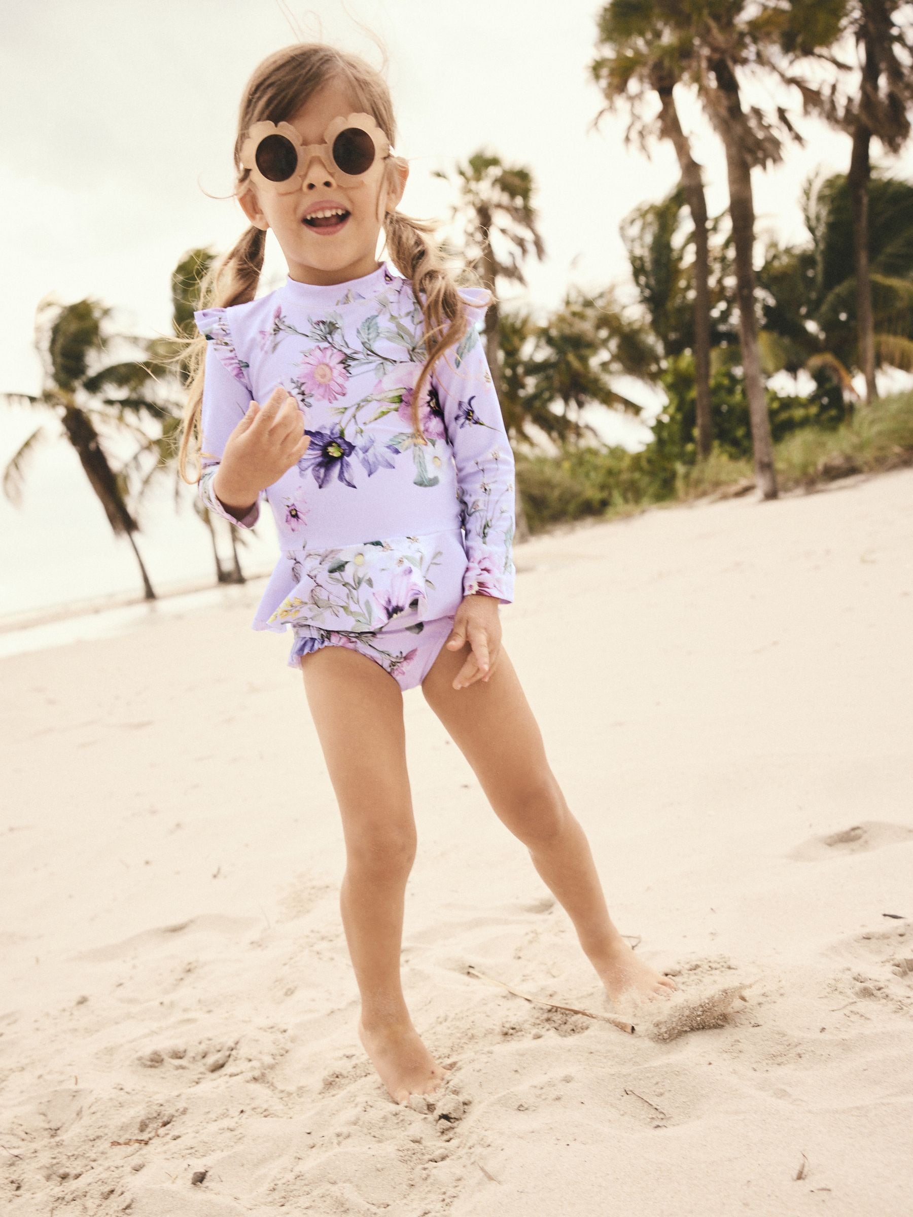 Lilac Purple Floral Sunsafe Swim Set (3mths-7yrs)