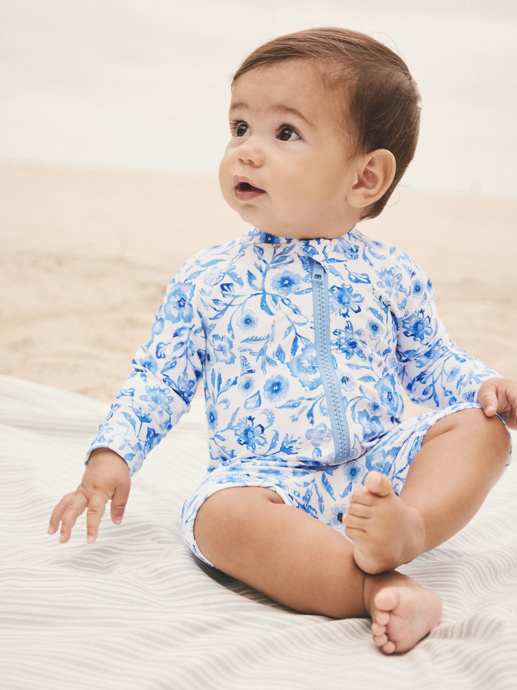 Blue Floral Baby Sunsafe Swimsuit (0mths-3yrs)