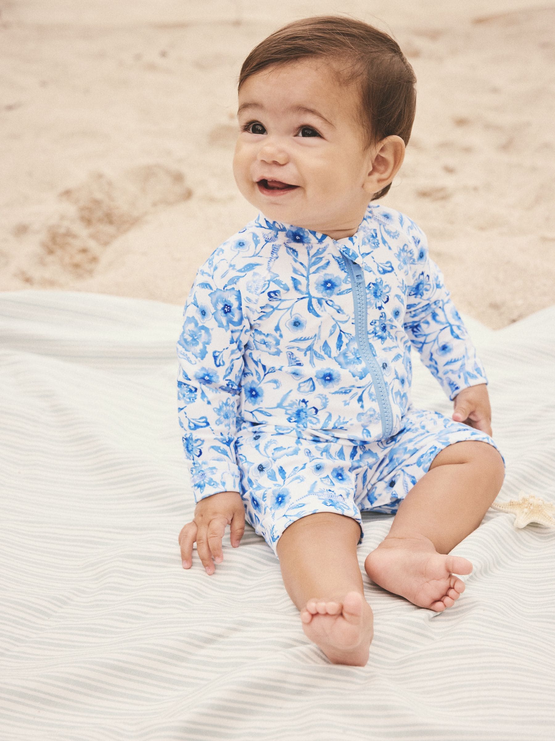 Blue Floral Baby Sunsafe Swimsuit (0mths-3yrs)