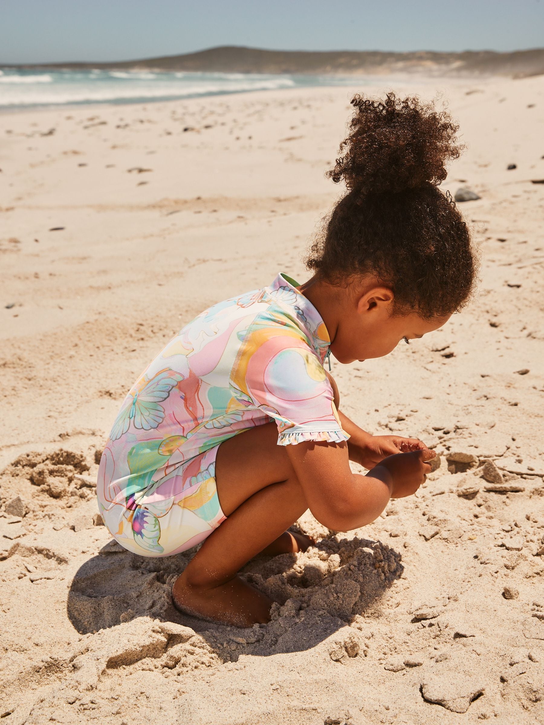 Multi Pastel Butterfly Frill Sleeve Sunsafe Swimsuit (3mths-10yrs)