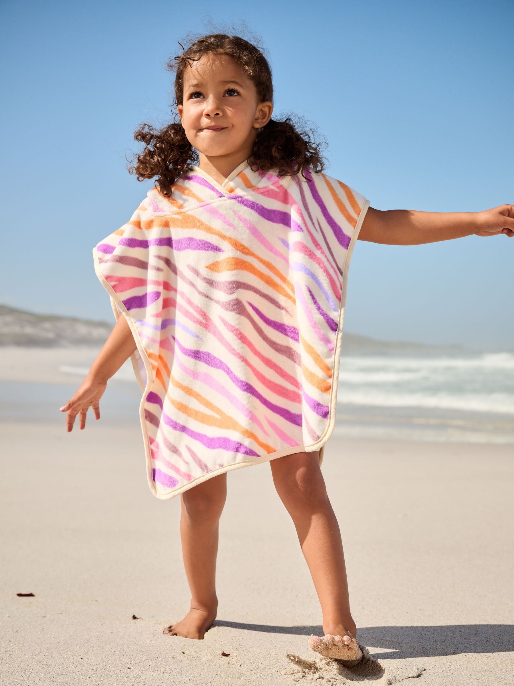 Bright Zebra Towelling 100% Cotton Poncho (9mths-10yrs)