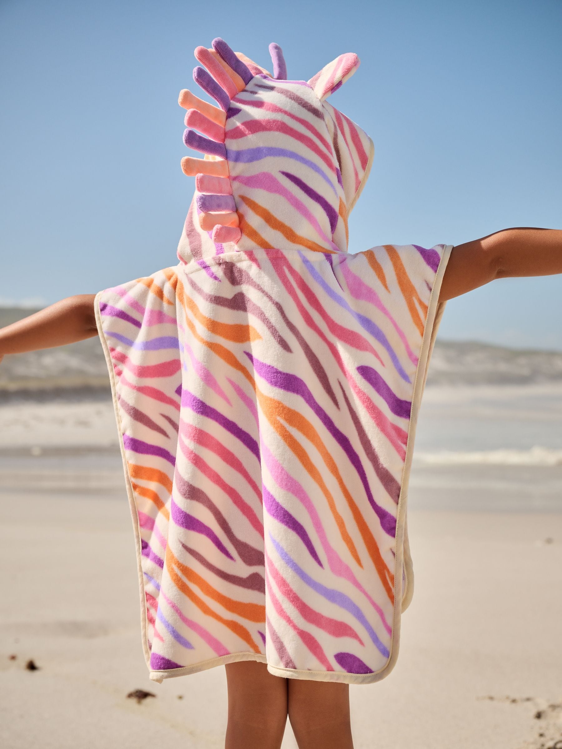 Bright Zebra Towelling 100% Cotton Poncho (9mths-10yrs)