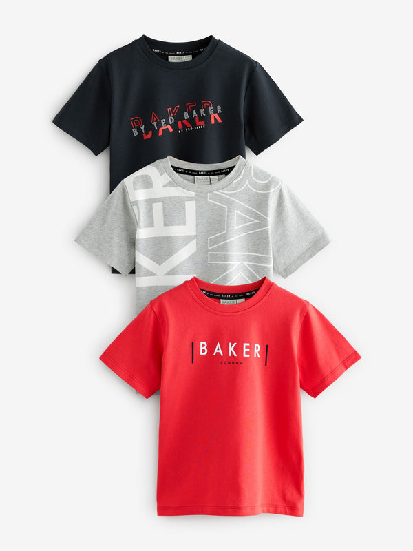 Baker by Ted Baker Graphic 100% Cotton T-Shirts 3 Pack