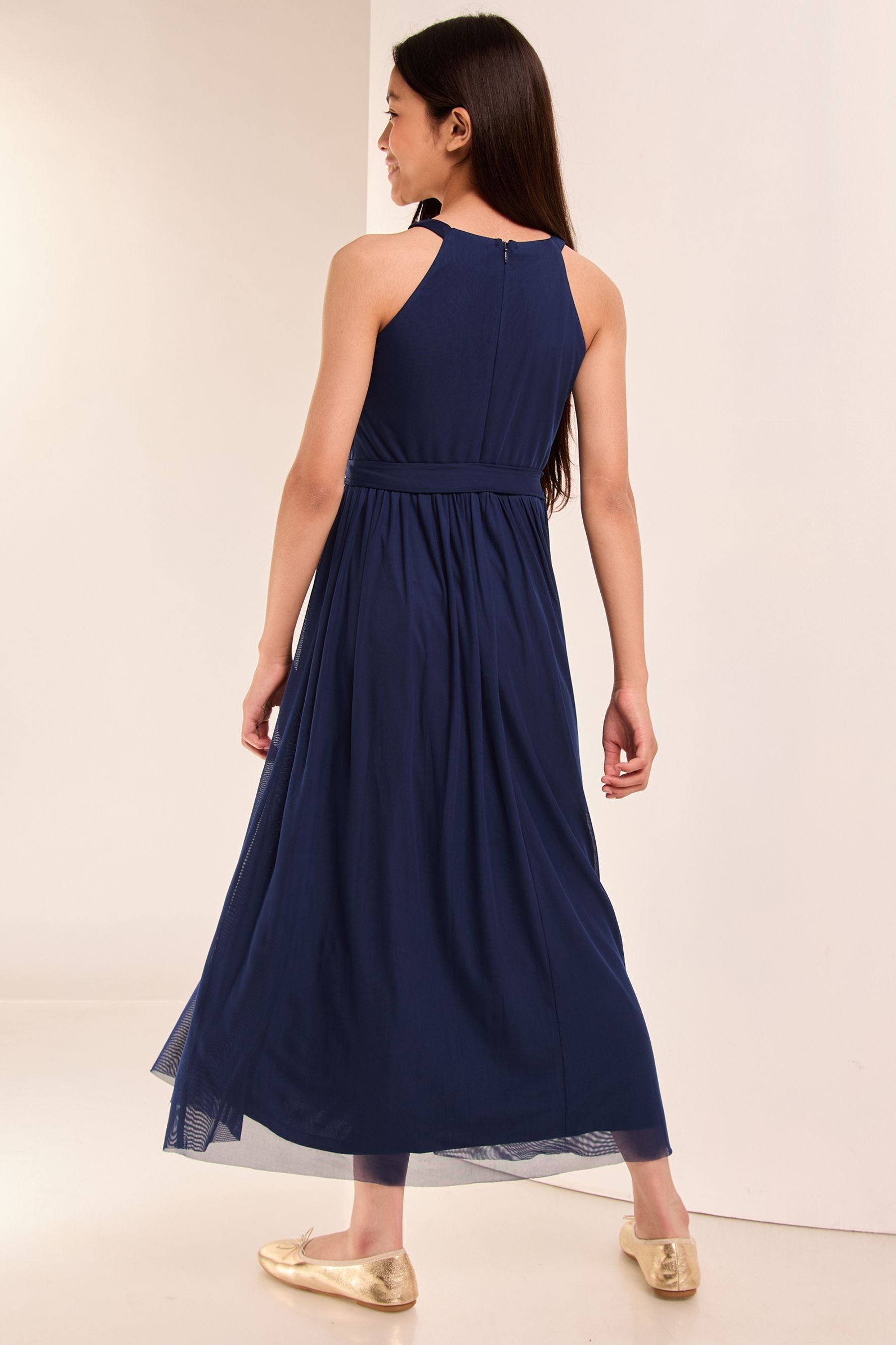 Lipsy Navy Blue Cut Out Midi Occasion Dress -Teen