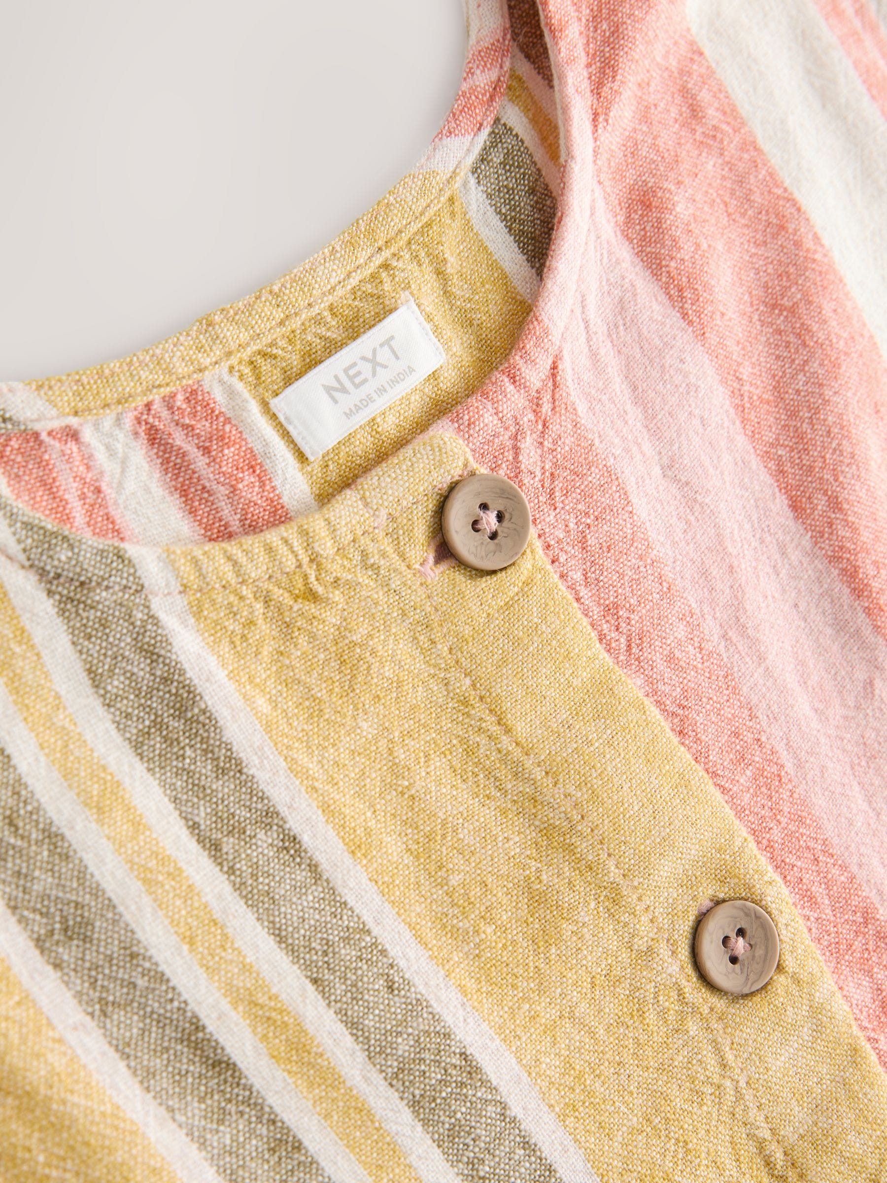 Rust/Pink Stripe Button Through 100% Cotton Dress (3mths-10yrs)