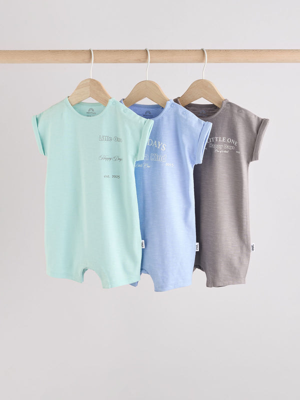 Blue Baby 100% Cotton Rompers 3 Pack