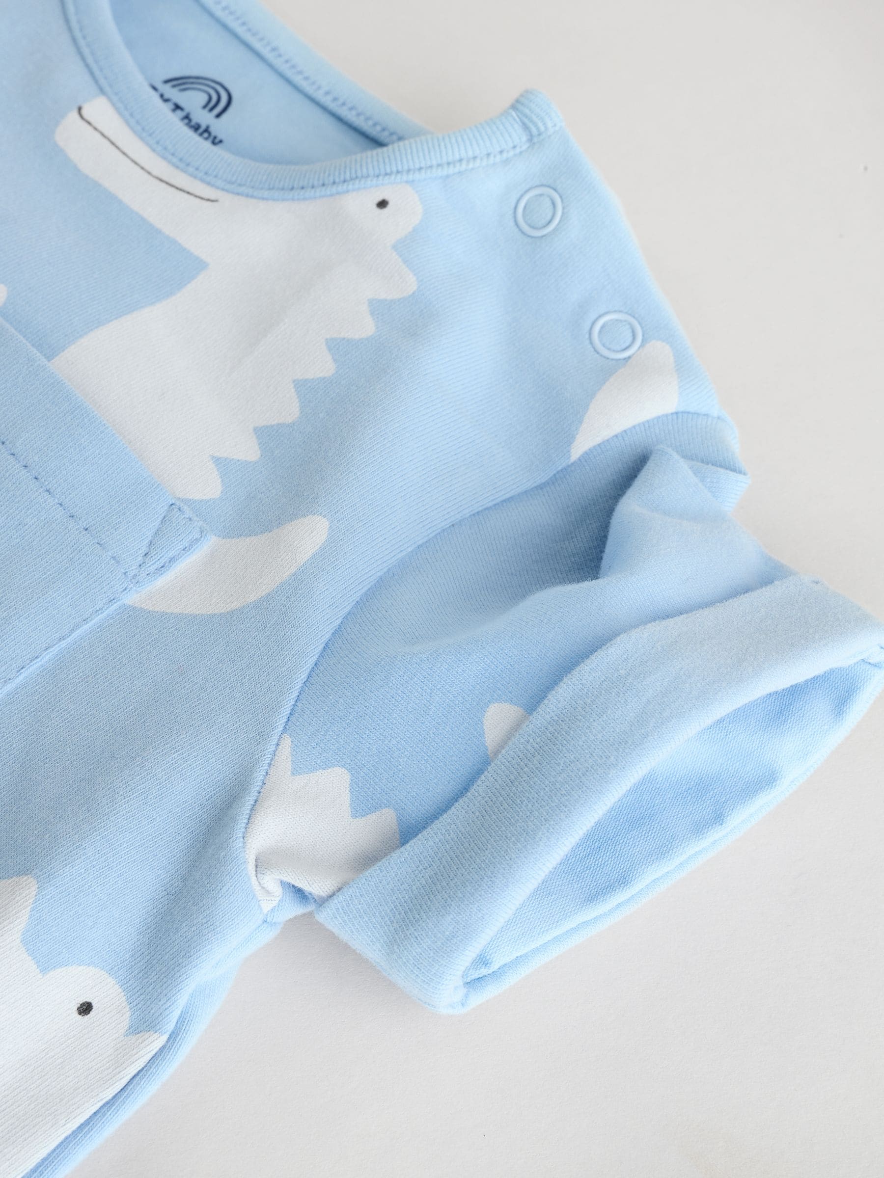 Blue/White Baby 100% Cotton Rompers 3 Pack