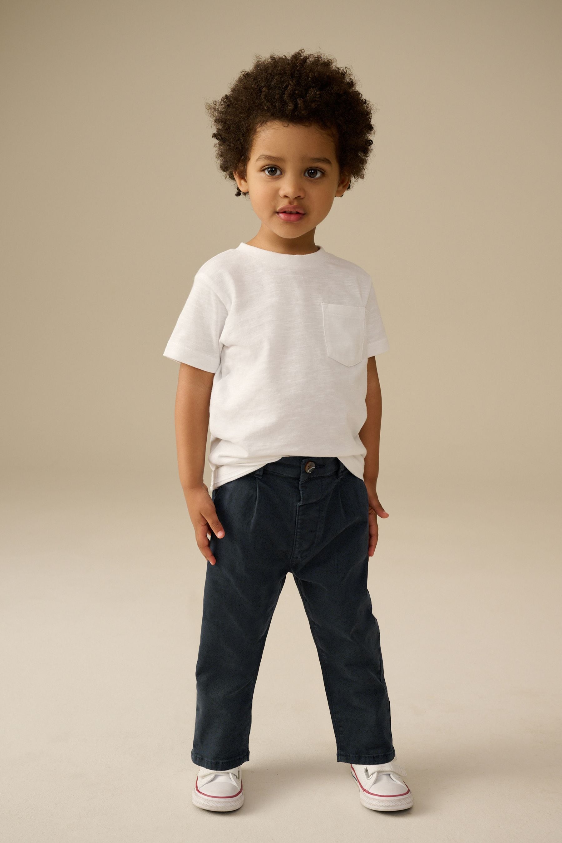 Navy Pleat Front Stretch Chino Trousers (3mths-7yrs)